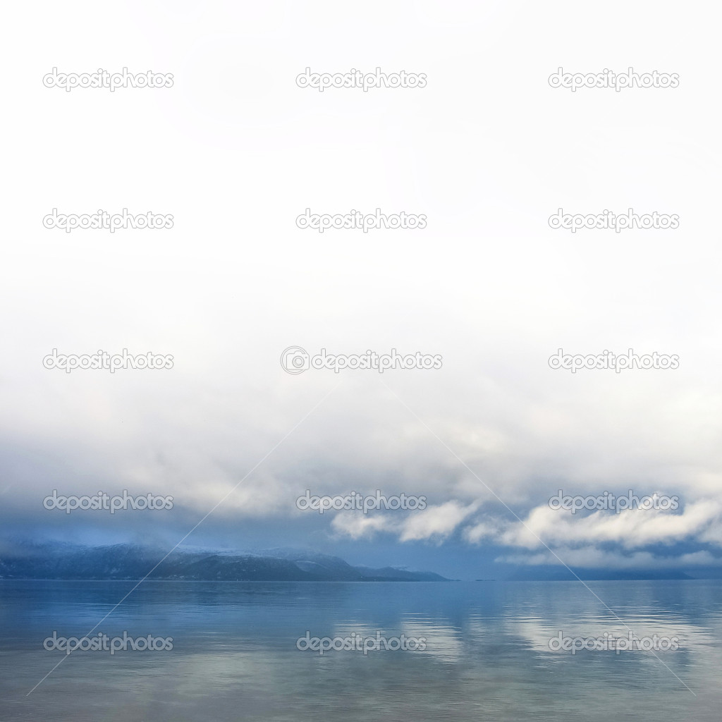 Beautiful dramatic cloudscape at sunset time on sea