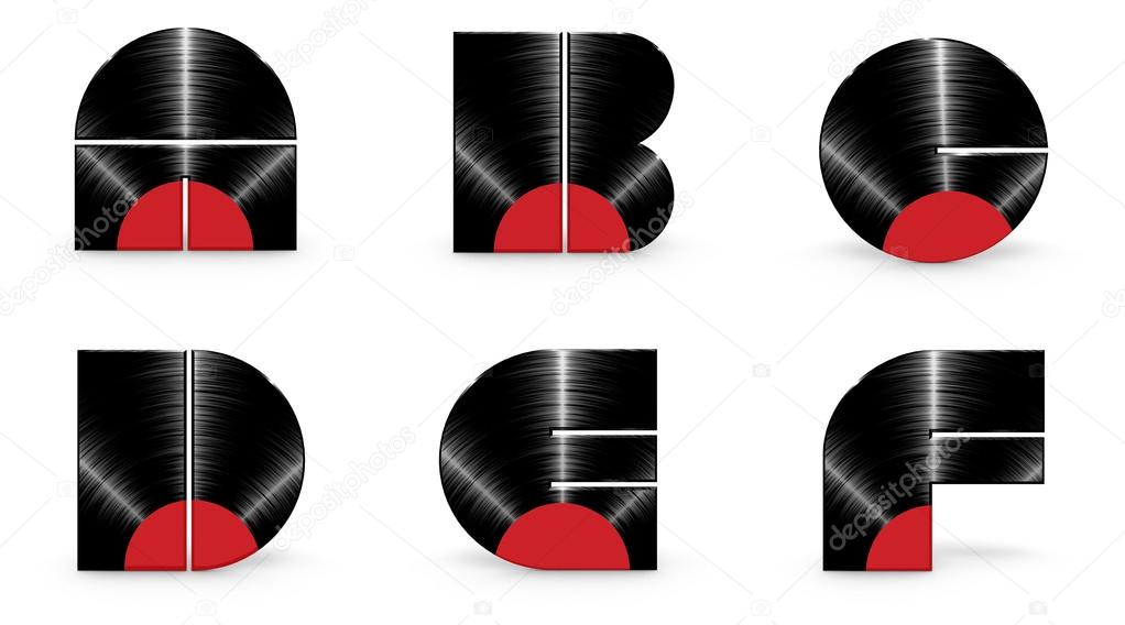 Vinyl alphabet A B C D E F