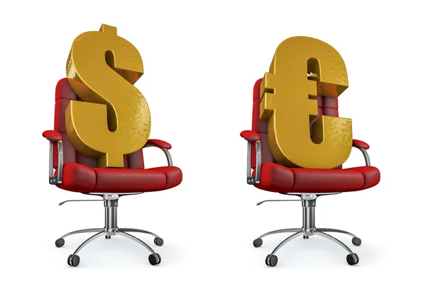 Dolaru a euru kancelářská židle — Stock fotografie