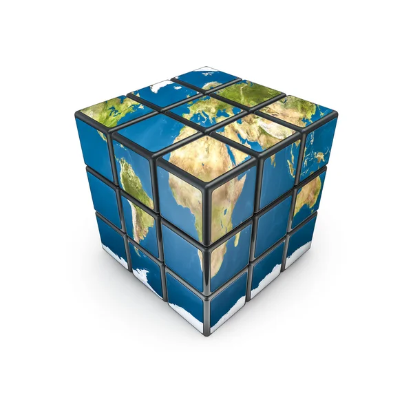 Terra puzzle cubo — Foto Stock