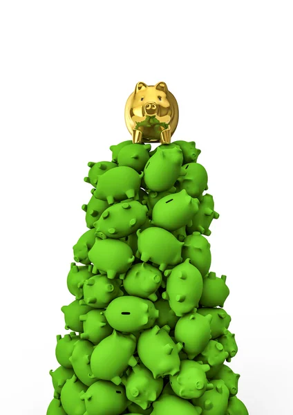 Gold piggybank on top — Stock Photo, Image