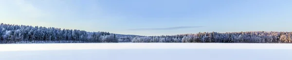 Panorama lago invernale, Finlandia — Foto Stock