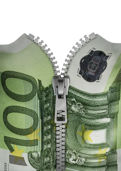 Zippered hundred euro note — Stock Photo, Image