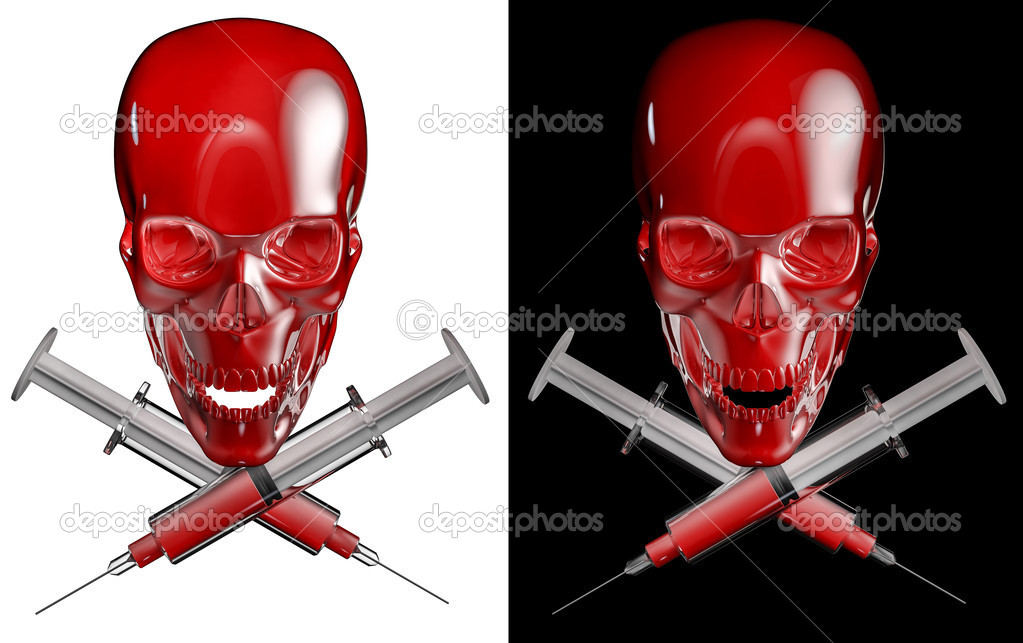 Syringe skull and cross bones