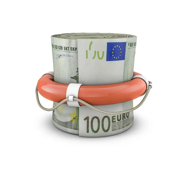 Life ring money roll euros — Stock Photo, Image