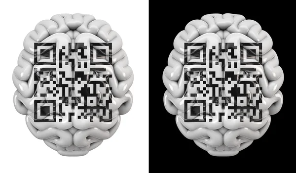 Código QR cerebro — Foto de Stock