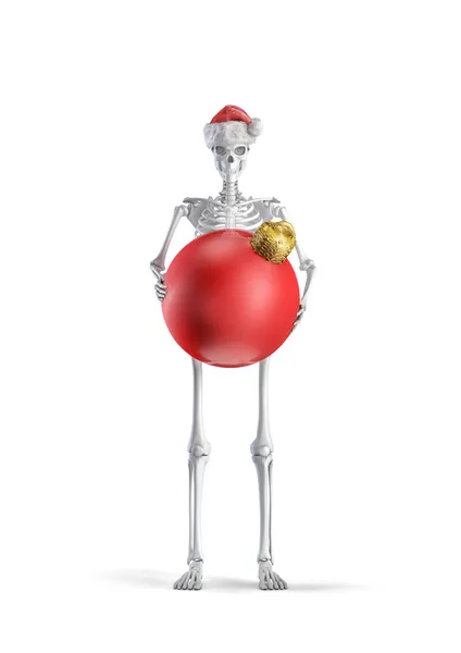 Kerst Ornament Skelet Illustratie Van Mannelijke Menselijke Skelet Figuur Dragen — Stockfoto
