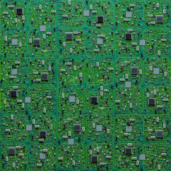 Grön Dator Kretskort Bakgrund Illustration Jätte Detaljerad Moderkort Struktur — Stockfoto