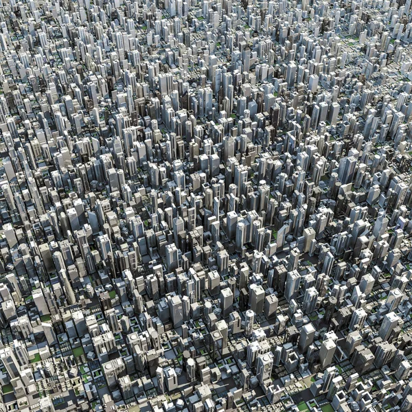 Huge City Illustration Aerial View Vast Sprawling Modern Metropolis Daylight — Stock Photo, Image
