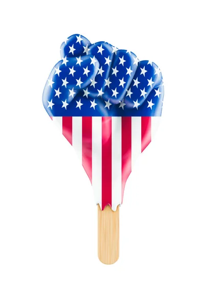 Protest Popsicle Usa Illustration Raised Fist Shaped Ice Cream American — Stock Photo, Image