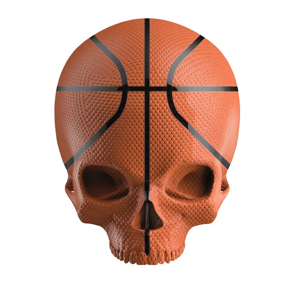 Crâne Basket Ball Illustration Crâne Humain Orange Forme Basket Isolé — Photo