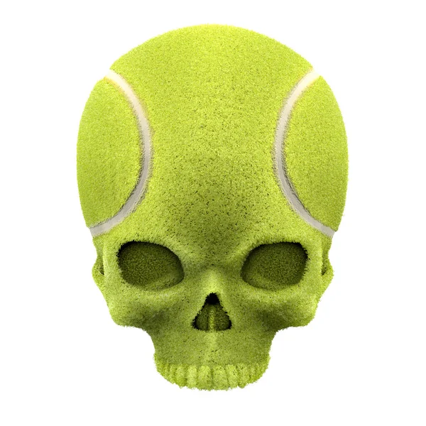 Tennisball Schädel Illustration Des Grünen Kugelförmigen Menschlichen Schädels Isoliert Auf — Stockfoto