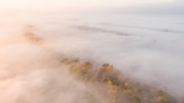 Aerial Image Foggy Landscape Autumn Telifsiz Stok Imajlar