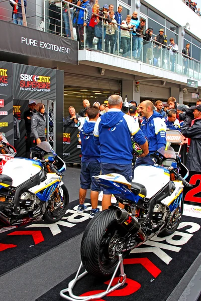 Estágio russo do Campeonato Mundial de Superbike, em 21 de julho de 2013, em Moscou Raceway, Moscou, Rússia . — Fotografia de Stock