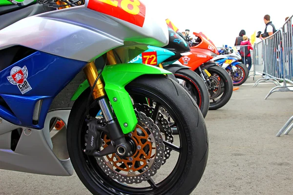 Exhibition race bikes. Russian stage of the Superbike World Championship, on July 21, 2013, in Moscow Raceway, Moscow, Russia. — Stock Photo, Image