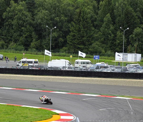 July 21, 2013, in Moscow Raceway, Moscow, Russia, FIM EUROPE ROAD RACING EUROPEAN CHAMPIONSHIP 2013, EMN: 10-86 Class: Superstock 600cc — Stock Photo, Image