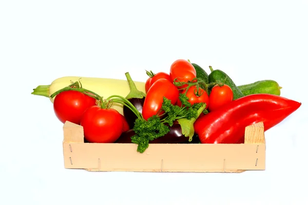 Vegetables in a wooden box — Stock Photo, Image