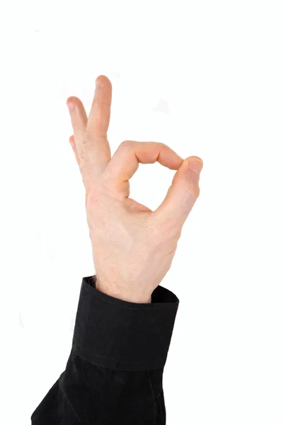 Geste "ok" Fingermann die Hand — Stockfoto