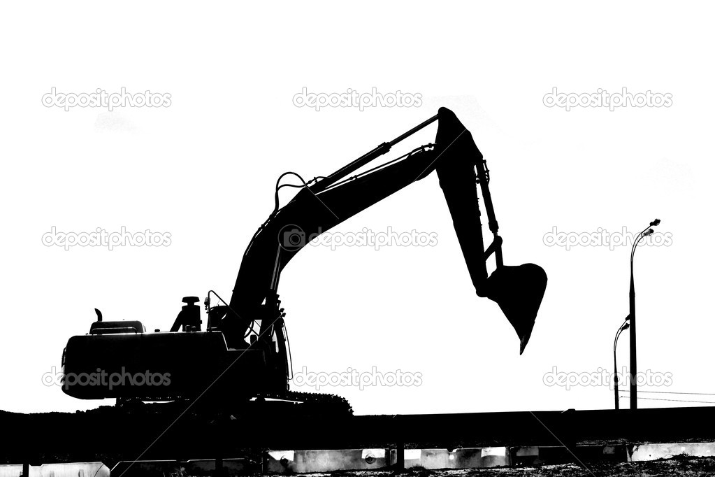 Silhouette works excavator