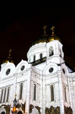 gece Moskova'da kurtarıcı İsa Katedrali