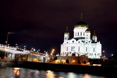 Cathedral of Christ the Savior and Patriarchal bridge in Moscow clipart