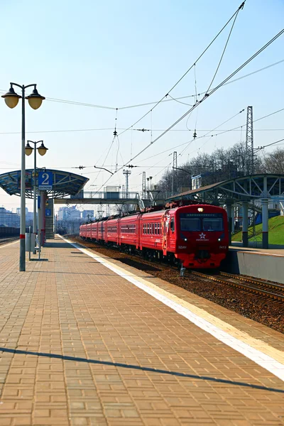 Aeroexpress 電気鉄道モスクワでロシアの鉄道します。 — ストック写真