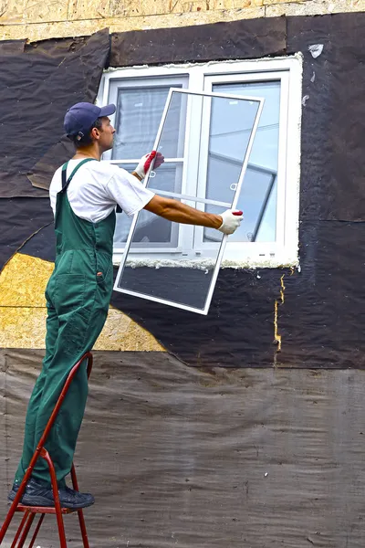 Instalación de ventanas de plástico — Foto de Stock