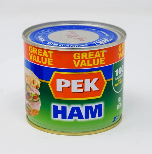 Lezen Verenigd Koninkrijk Januari 2022 Een Blik Pek Processed Ham — Stockfoto