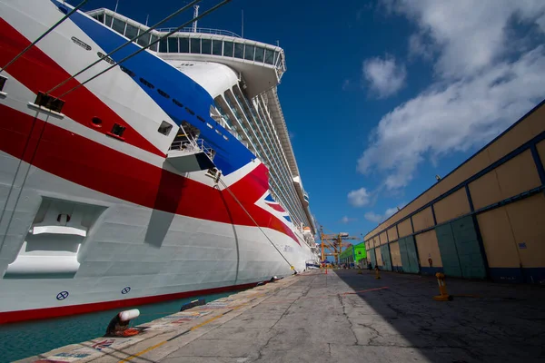 Bridgetown Barbados March 2022 Cruise Liner Britannia Tied Bridgetown Dock — 스톡 사진