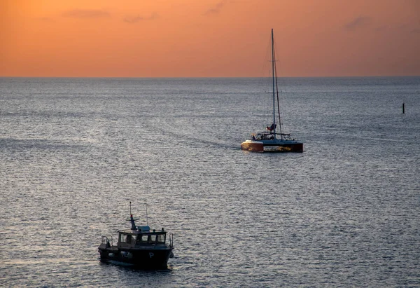 Castries Lucia March 2022 Boat Catamaran Sailing Sunset Caribbean Sea — Φωτογραφία Αρχείου