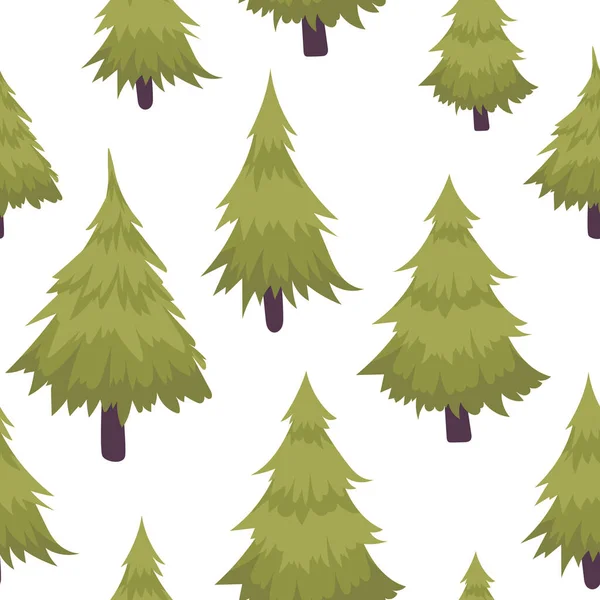 Winter forest hand drawn seamless pattern. New Year, Christmas, holidays green fir tree for print, paper, design, fabric, decor, gift wrap. — Stock Vector