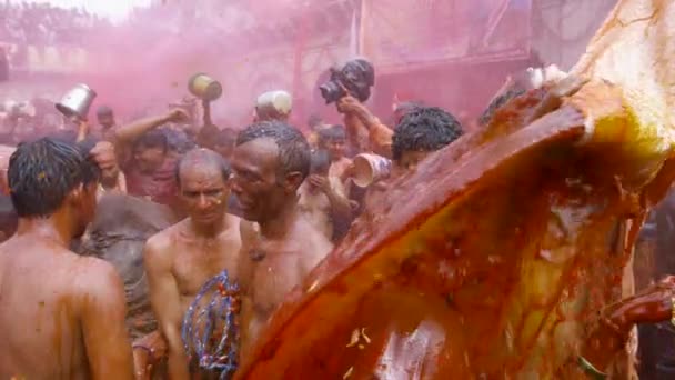 Березня 2019 Люди Святкують Фестиваль Голі Кольорами Холі Свято Індії — стокове відео