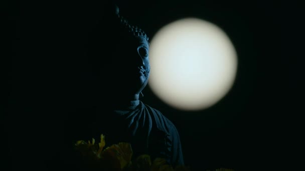 Buda Lapso Tempo Com Lua Cheia Wat Muang Província Ang — Vídeo de Stock