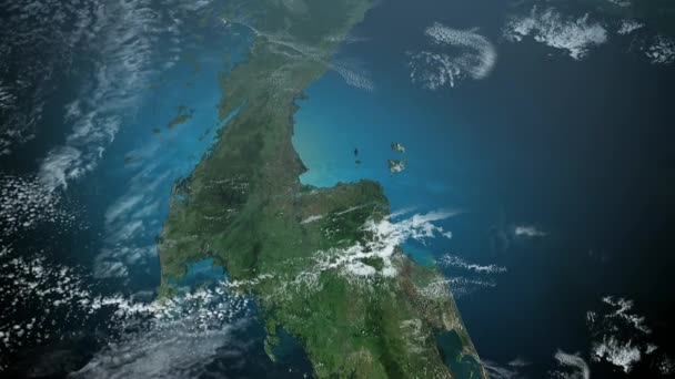 动画3D 从太空放大 聚焦在泰国南部 — 图库视频影像