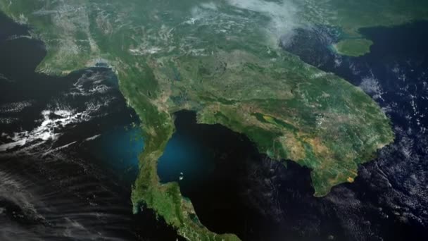 Animación Acercar Desde Espacio Centrarse Norte Tailandia — Vídeos de Stock