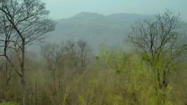 Vue Aérienne Rivière Déplaçant Vers Haut Pour Voir Montagne Huai — Video