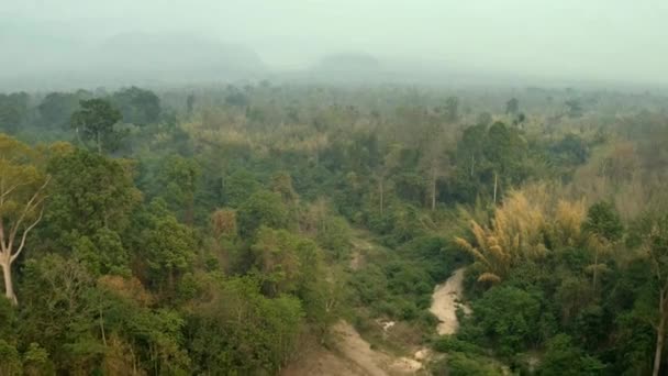 Вид Воздуха Реку Подъем Гору Заповеднике Хуай Кха Кханг Таиланд — стоковое видео