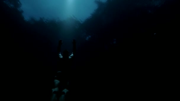 Apr 2019 Muž Plavkách Zdarma Potápění Blue Lagoon Espiritu Santa — Stock video