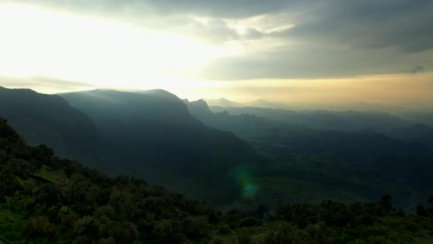Timelapse Aerial View Cloudy Simien National Park Ethiopia — Vídeos de Stock