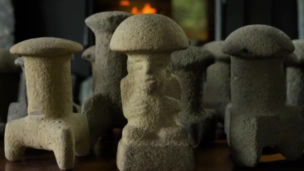 Древние Артефакты Культуры Майя Называются Грибными Камнями Созданными Духовности Предсказания — стоковое видео