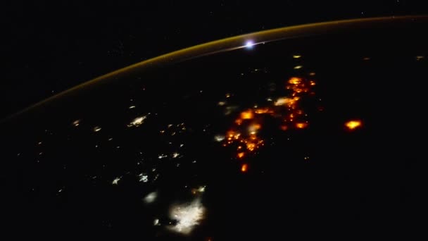Крупним Планом Анімація Землі Видима Космосу Глобус Обертається Темному Тлі — стокове відео