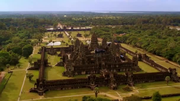 Vista Panorâmica Aérea Angkor Wat Siem Reap Camboja — Vídeo de Stock