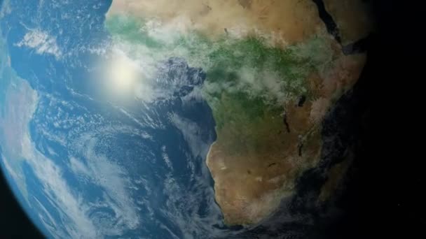 Uzaydan Görünen Dünya Nın Animasyonunu Kapatın Güney Afrika Dönen Yakınlaşan — Stok video