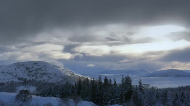 Vista Spettacolare Neve Ghiaccio Pieno Inverno Condizioni Alpinistiche Con Sole — Video Stock