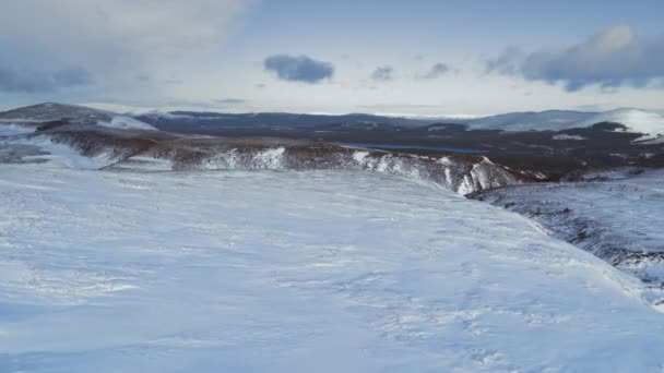 Vistas Espectaculares Nieve Hielo Condiciones Montañismo Pleno Invierno Con Sol — Vídeos de Stock