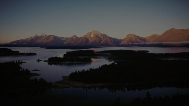 Widok Lotu Ptaka Jezioro String Lake Mountains Grand Teton National — Wideo stockowe