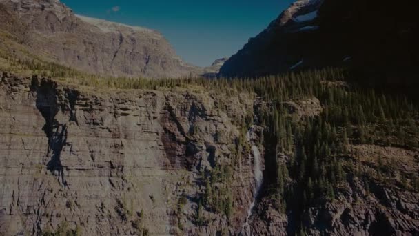 Flygfoto Landskap Glacier National Park Montana Usa Uhd — Stockvideo