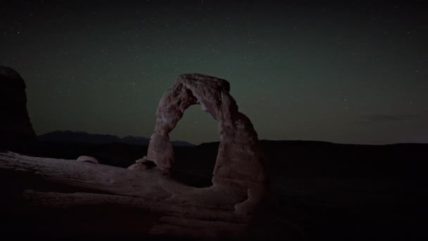 Вид Каменный Памятник Природных Явлений Ясным Небом Звездами Ночью Национальный — стоковое видео