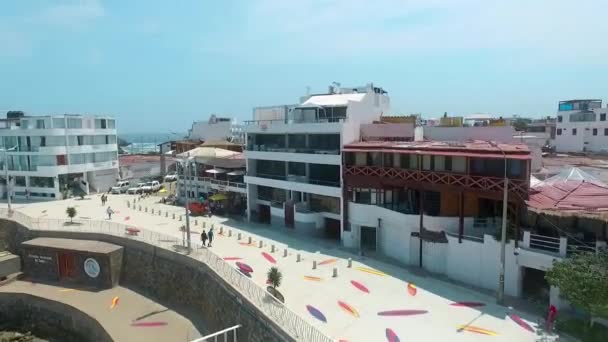 Hus Och Kedja Horisonten Silencio Beach Punta Hermosa Peru — Stockvideo