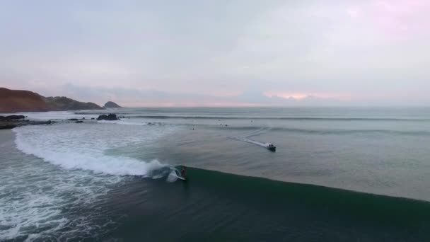 Chicama Sahilinin Hava Manzarası Güzel Sunset Surfers Paradise Dünyanın Geniş — Stok video